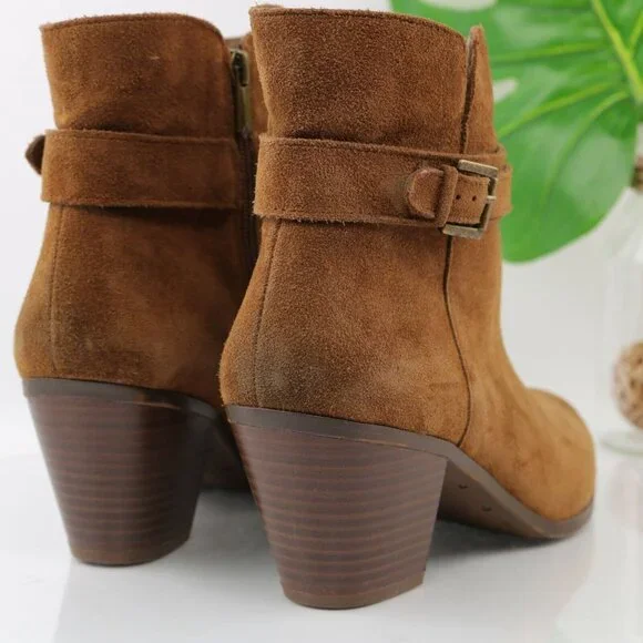 Sam Edelman Womens Lynne Boot Size 10 Camel Suede  Block Heel Ankle Strap Boho - Picture 5 of 12